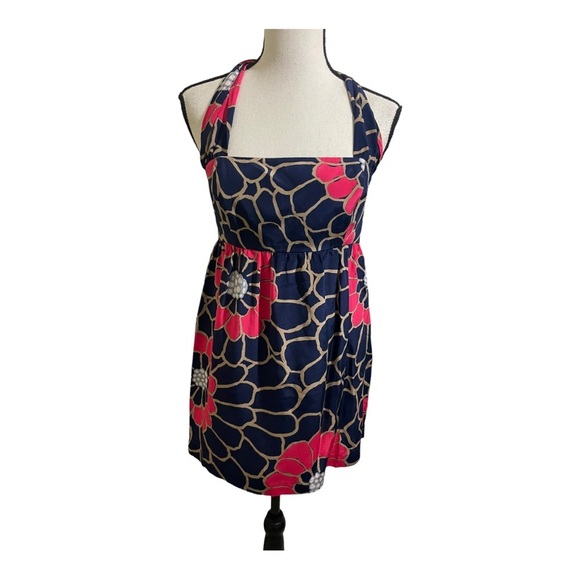 Tabitha womens silk halter neck zipper side baby doll floral blouse size 6 - Picture 10 of 10